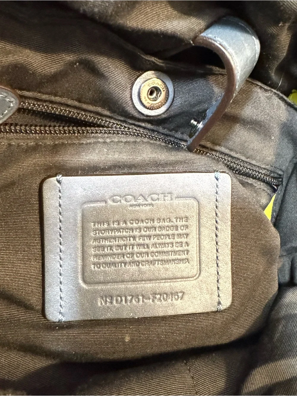 Coach Gray and Yellow Leather Men's Backpack